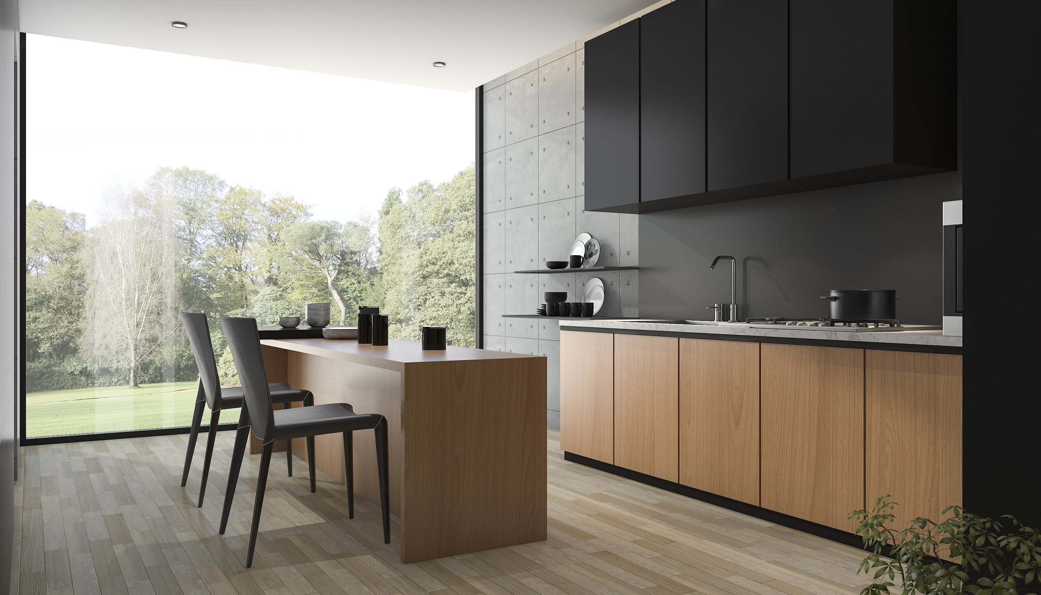 black home kitchen design