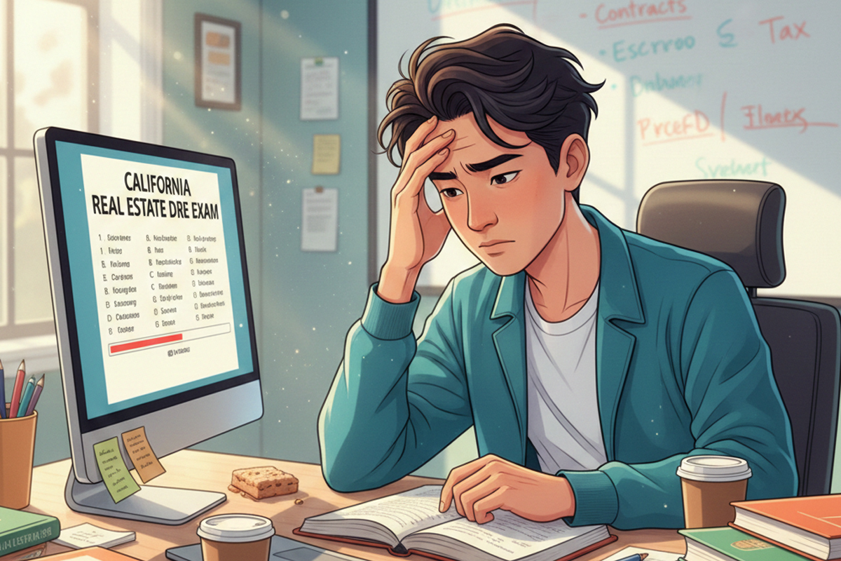 California dre exam student overwhelmed failure reasons