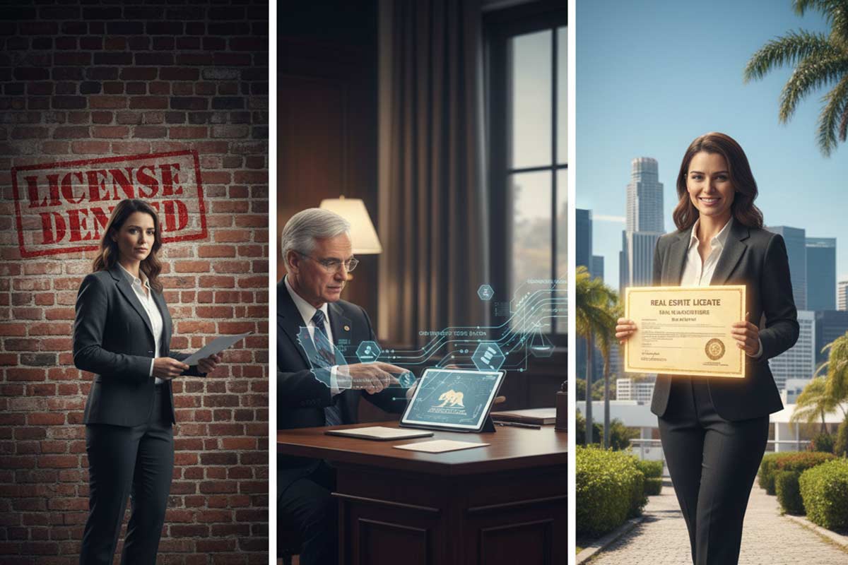 Deny hearing real estate license